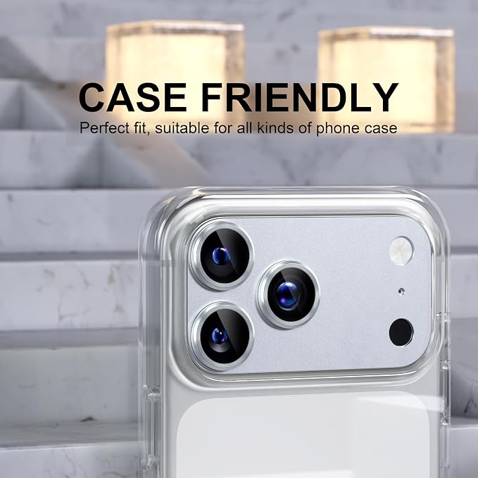 Choiche for iPhone 17 Pro Max Camera Lens Protector, Silver | Metal Camera Cover with 9H Tempered Glass Lens Screen Protector Accessories, Strong Adsorption, Case-Friendly, 6.9-inch - Image 4