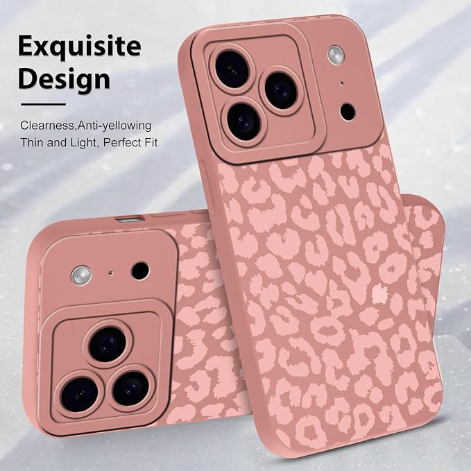 Cute Pink Cheetah Print Phone Case for iPhone 17 Pro Max 6.9" | Aesthetic Leopard Pattern Design Cover Full Camera Lens Protective Shockproof Soft Slim TPU Funda for Women Girls - Image 4