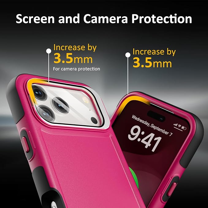 Follaroma Magnetic for iPhone 17 Pro Max Case with Camera Stand, Hot Pink | Built-in Glass Camera Cover Stand,Compatible with MagSafe,Heavy Duty Shockproof Protective,Military-Grade Anti-DropDual Case - Image 7
