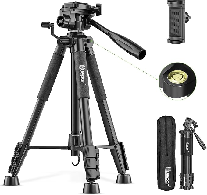 Huepar Tripod 50-inch Extendable Height Tripod Use with Laser Level, Point Lasers, Lazer Distance Measures, 1/4" and 5/8" Thread Mount for for Varieties Tools, Outdoor and Indoor T13A by Huepar