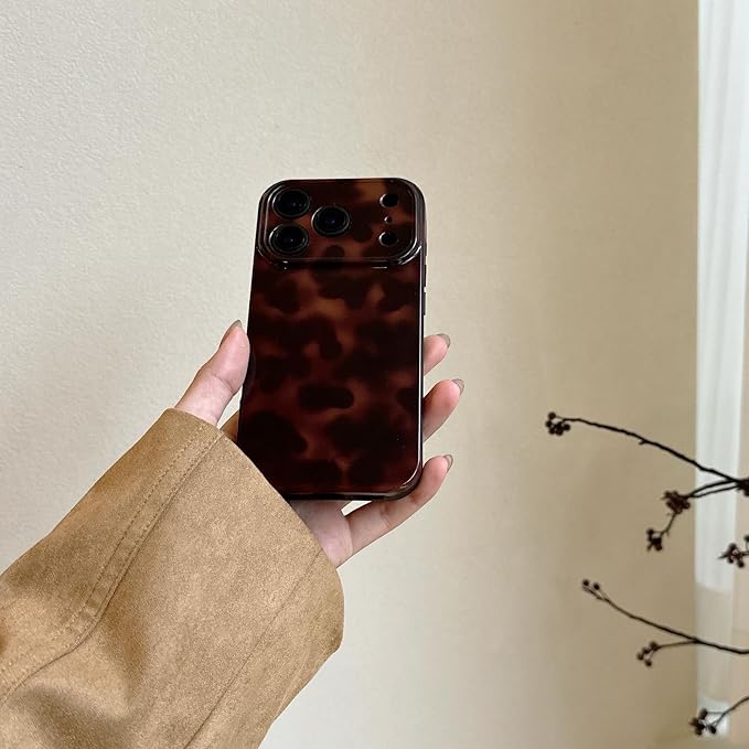 Aesthetic Tortoise Shell Phone Case for iPhone 17 Pro 6.3in,Retro Cool Girl Leopard Print Brown Amber Trendy Full Camera Protective Cover for iPhone 17pro 6.3" - Image 8