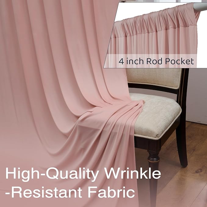 20x10ft Wrinkle Free Dusty Pink Backdrop Curtains for Parties, 4 Panels 5x10ft Silky Polyester Photo Backdrop Drapes Back Drop Cloth Drapery for Wedding Birthday Photography Background - Image 3