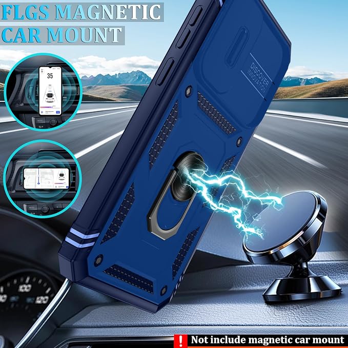Gritup for Samsung Galaxy A37 5G Phone Case with Camera Cover | 2*Screen Protector | 360° Rotating Ring Kickstand, Military Grade Protective Cover para Samsung A 37, Blue - Image 6