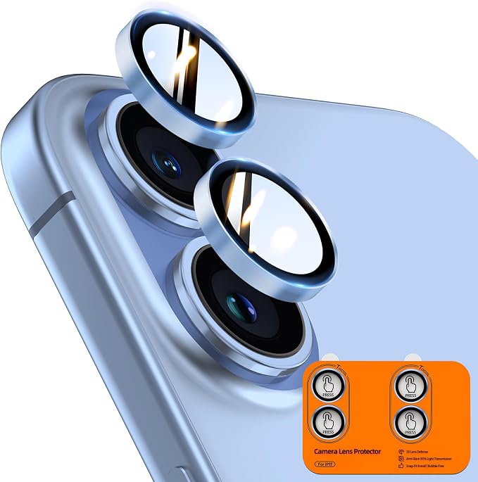 TOCOL Camera Lens Protector for iPhone 17 Tempered Glass HD Individual Scratch Resistant Camera Cover Accessories Case Friendly 2 Pack（Light Blue） by TOCOL