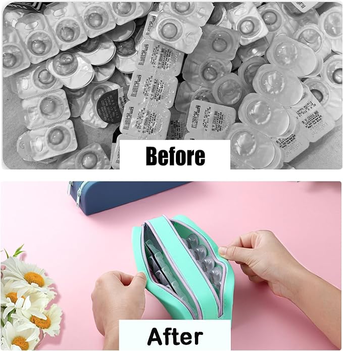 AITIME Disposable Daily Contact Lens Organizer Dispenser with Labeled R&L | Contact Lens Travel Case Holder 40 Lens,Color Contact Lens Storage Bag Kit - Image 3