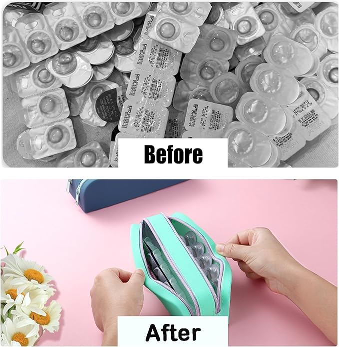 AITIME Disposable Daily Contact Lens Organizer Dispenser with Labeled R&L | Contact Lens Travel Case Holder 40 Lens,Color Contact Lens Storage Bag Kit - Image 2