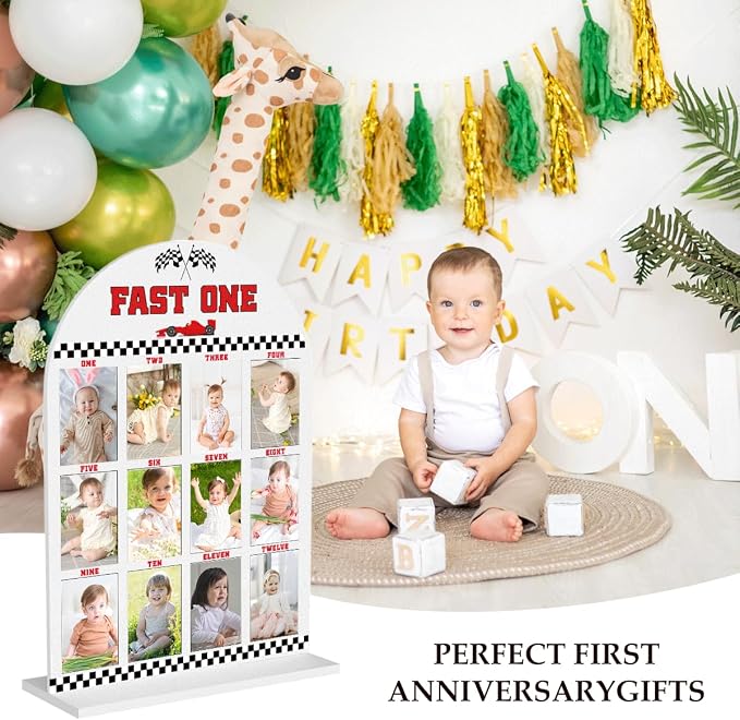 My First Year Photo Board Baby Milestone Signs One Year of Baby Photo Board, Best Babies Keepsake 10x14 Inches Acrylic Sign Decor Fits 2" x 3" Photo A06 - Image 3