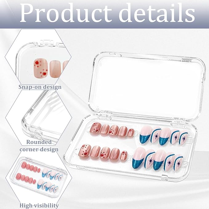 Press on nail storage Large Acrylic Nail Storage Box - Portable Versatile Organizer for Press - On Nails, Jewelry and More with 90 Pcs Adhesive Double Sided Tape 12 PCS - Image 3