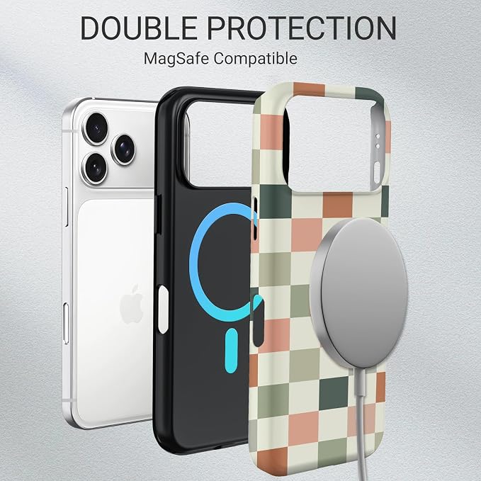 TPU Phone Case for iPhone 17 Pro, MagSafe Wireless Charging Compatible, Shockproof Slim Fit Protective Cover with Anti-Yellowing & Raised Camera Protection (Grid 6, iPhone 17 Pro(6.3")) - Image 5
