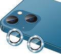 for iPhone 13 Mini & iPhone 13 Camera Lens Protector, Bling Glitter 9H Tempered Glass Camera Cover Anti Scratch Shockproof Screen Protector Individual Ring - 2Pcs Glitter Blue by Hsefo