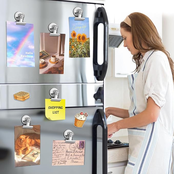 20 Pack Fridge Magnet Refrigerator Magnets, Strong Magnetic Clips, Heavy Duty Clip Magnets for Photo Displays, Whiteboard Magnets for Home, Office, Classroom, Job Ticket Holders - Image 2