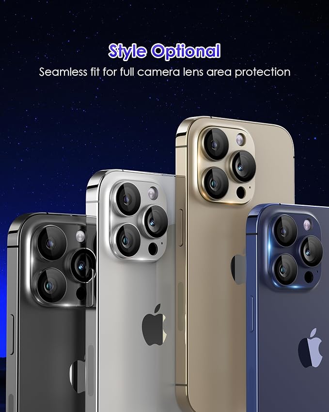 Compatible for iPhone 16 Pro Max/iPhone 16 Pro/iPhone 14 Pro/iPhone 14 Pro Max Camera Lens Protector [Full Coverage Metal] 9H Tempered Glass Camera Cover Titanium Silver - Image 8