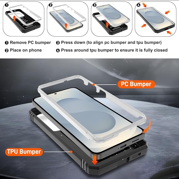 Gritup for Samsung Galaxy S26 Case with Slide Camera Cover | 2*Screen Protector, Build in 360° Rotating Ring Kickstand, Military Grade Protective Cover for Samsung S 26, White+Black - Image 4