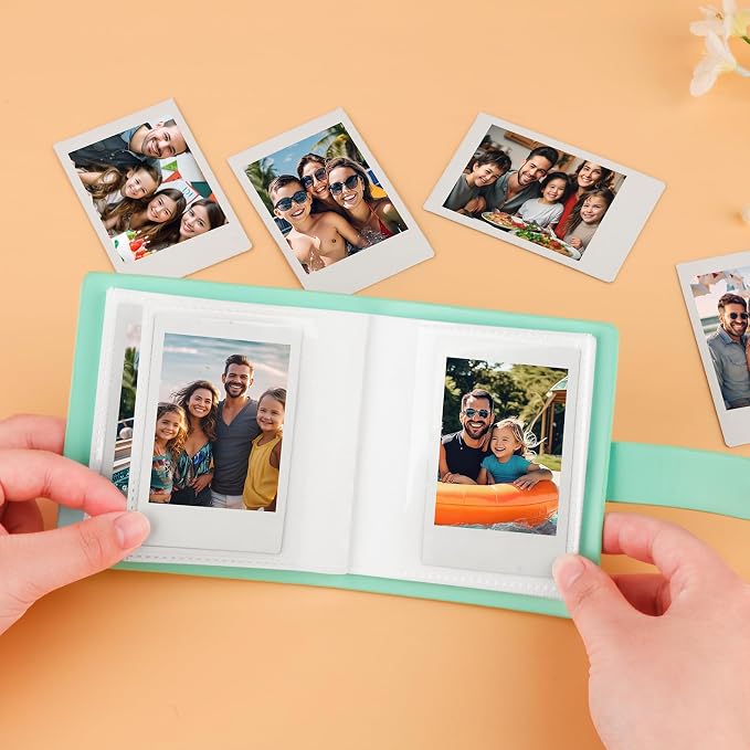 Ruibytree 52 Pockets Small Photo Album 2x3 for Instax Mini, Green, 1 Pack | Pocket-Size, PU Leather Cover, Snap Closure, Acid-Free Pages, Fits Polaroid 2x3 Photos, Kodak Mini Prints & ZINK Photos - Image 6