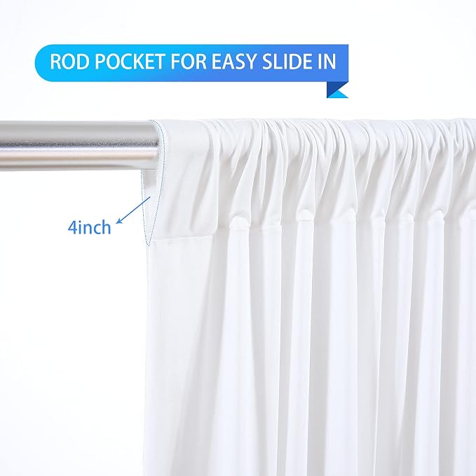 White Backdrop Curtains 2 Panels, 10 Feet Wrinkle-Free Polyester Photography Backdrop Drapes for Wedding Baby Shower Party Background Backdrop Stand- 8FTX10FT (White) - Image 6