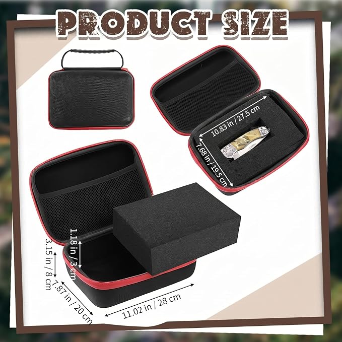 Relaxweex Hard Case with Foam, 11 X 7.8 X 4.3 Inch, Black and Red | EVA Waterproof Shockproof Case, Customizable Foam for Camera Electronics Instruments, Digital Products, with Knife - Image 2