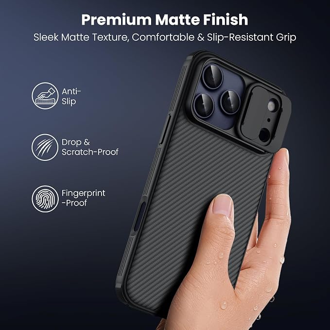 Nillkin for iPhone 17 Pro Max Case with Slide Camera Cover | Full Camera Protection | Thin Slim Fit | Shockproof Protective | Protector Privacy, Phone Case for iPhone 17 Pro Max, Black - Image 5