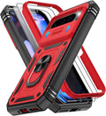 Gritup for Pixel 9 Pro XL Case Military-Grade Shockproof with Kickstand | with 2 PCS Screen Protector, Slide Camera Cover, Heavy Duty Outdoor Protection Funda para Pixel Pro 9 XL Cover, Red+Black by Gritup