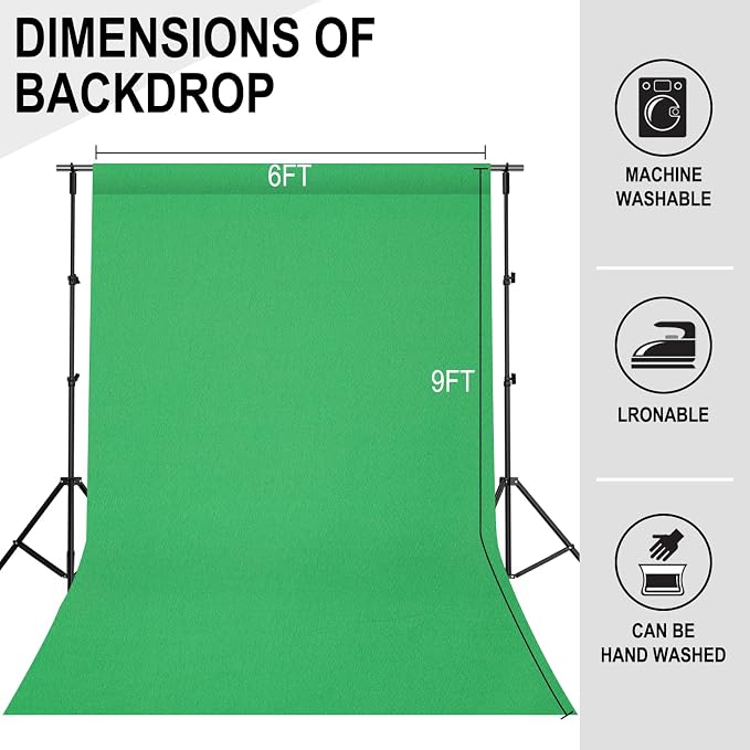 GFCC Greenscreen Backdrop Chromakey Streaming Photography, 6x9FT | Non-Reflective, Easy Hang, Multipurpose Background for Gaming Studio Photoshoot Christmas Party Video Recording High Density - Image 4