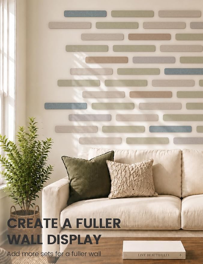 Fluxynara 13" x 2" Felt Wall Panels, Coastal | 5-Pack Includes 35 Push Pins and Adhesive Tabs for Photos, Notes and Decor in Bedroom Doors, Home Office or Studios - Image 7