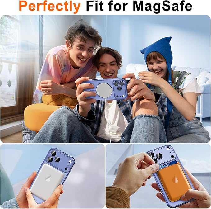 Magnetic for iPhone 17 Pro Max Case, Shockproof Cover, Light Blue | Full Camera Protector, with Privacy Screen Protector, Compatible with MagSafe, Translucent Matte, Military-Grade Protection - Image 4