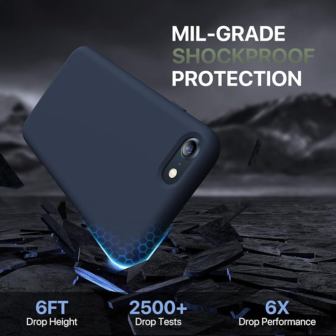 miracase Ultra Slim Designed for iPhone SE Case 2022(3rd Gen)/iPhone SE 2020 Case(2nd Gen)/iPhone 7 Case/iPhone 8 Case with Screen Protector, Multi-Color Silicone Shockproof Phone Case(Dark Blue) - Image 4