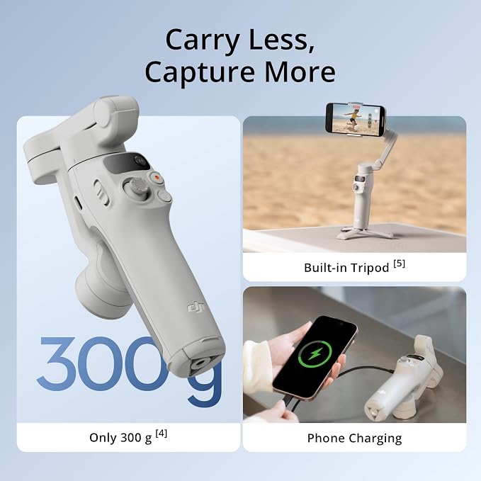 DJI Osmo Mobile 7 Gimbal Stabilizer for iPhone & Android, 3-Axis Gimbal | Built-in Tripod, Ultra-Light, Comfortable Grip, ActiveTrack, ShotGuides, One-Tap Edit, 10hrs Use, Phone Charging - Image 6