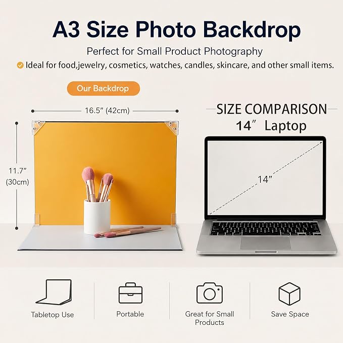 BYSTONE Product Photography Backdrops Kit, 8 Pcs Photo Backdrop Board | 16 styles for small product photos, food, jewelry and cosmetics; A3 16.5 x 11.7 in, for UGC creators and sellers. - Image 3