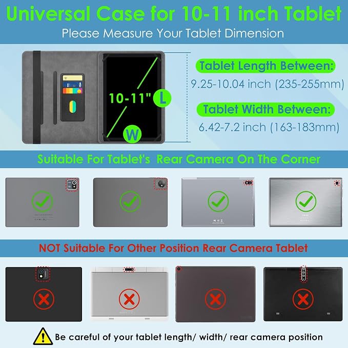 DETUOSI Universal 10.1 inch Tablet Case,Scratch Resistant | For ECOPAD ‎TH-KK12C,URAO X109,Aiprotablet C20e,Folio Leather Protective Cover,2-Angle Viewing Stand,3 Card Slots,Purple - Image 2