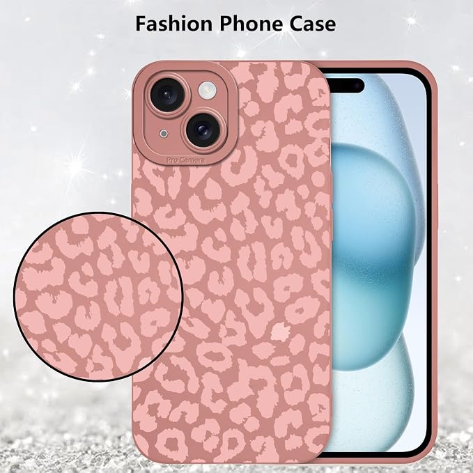 Cute Pink Cheetah Print Phone Case for iPhone 15 6.1" | Aesthetic Leopard Pattern Design Cover Full Camera Lens Protective Shockproof Soft Slim TPU Funda for Women Girls - Image 6