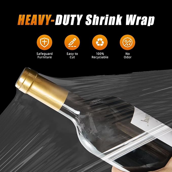 Stretch Film Shrink Wrap for Moving Supplies (5inch, 1 Pack) x 1000ft, Industrial Strength Plastic Wrap Stretch Roll for Pallet Wrapping Shipping Moving Boxes Storage Furniture with Handles, Clear - Image 3
