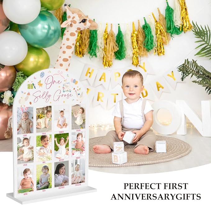 My First Year Photo Board Baby Milestone Signs One Year of Baby Photo Board, Best Babies Keepsake 10x14 Inches Acrylic Sign Decor Fits 2" x 3" Photo A07 - Image 3