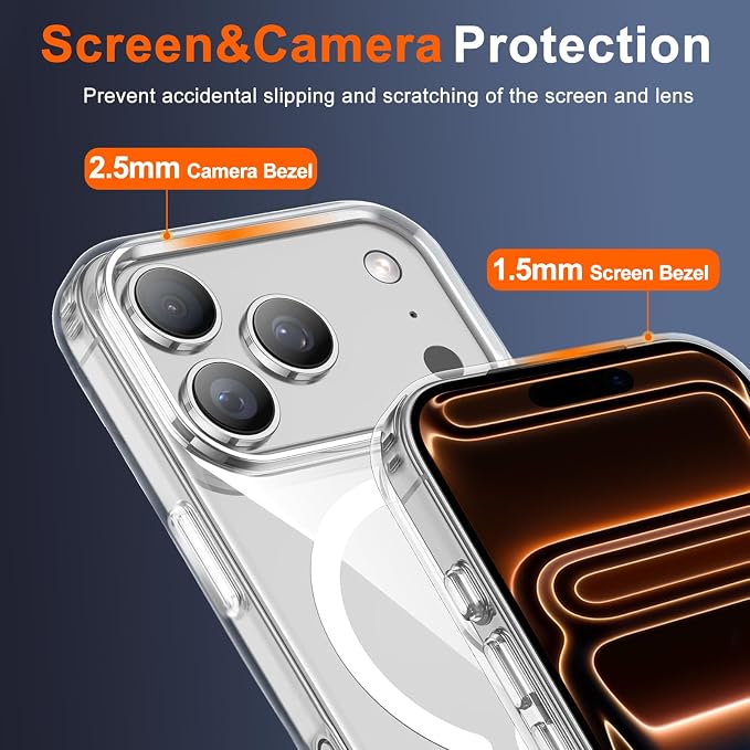 for iPhone 17 Pro Case Clear with Privacy Screen Protector | Magnetic, Compatible with MagSafe, Slim Shockproof Phone Case for 17 Pro Cover, Transparent - Image 7