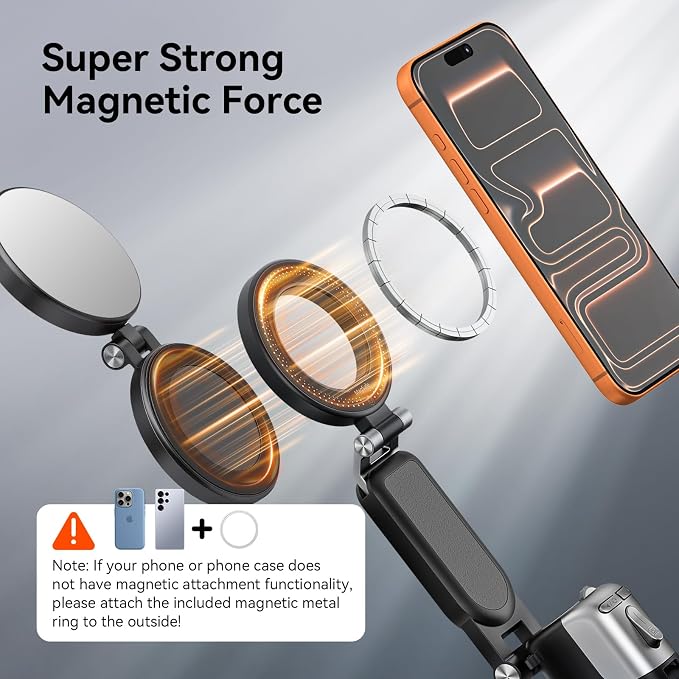 AMAZEAR Phone Camera Grip with Selfie Stick Tripod, Cellphone Accessories with Detachable Wireless Shutter Button for iPhone 16 17 Pro Max, Comfort Ergonomic Phone Handle Holder, White with Light - Image 8