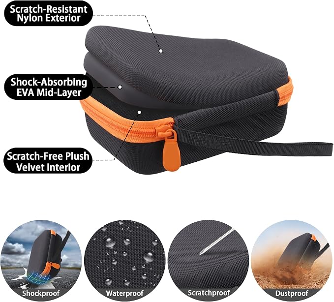 Hard Travel Case for Fujifilm Instax Mini Link+ Printer | Shockproof, With Handle, Hard Shell Exterior, Storage Compartment, Portable Carrying Box, Black Case+Orange Zipper - Image 8