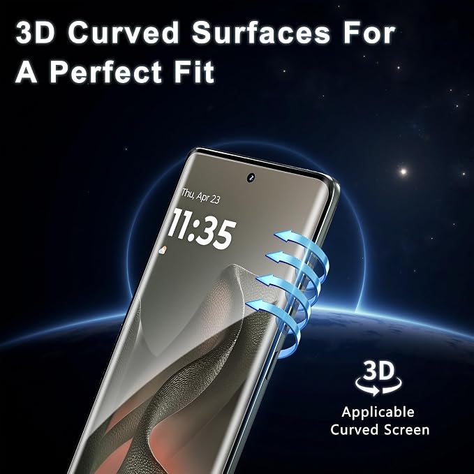 2+2 Pack for Motorola Edge 2025 Screen Protector and Camera Protectors, Fingerprint Support, Case Friendly, Bubble-Free, Anti-Scratch, 9H Hardness Clear Glass Screen Protector for Edge 2025 - Image 4