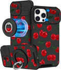 Buleens for iPhone 15 Pro Max Case 6.7 Inch - with Ring Stand & Camera Cover Aesthetic Cute Designed Women Girls Girly Kawaii Pretty Cherry Phone Case for iPhone 15 Pro Max Compatible with Magsafe by Buleens