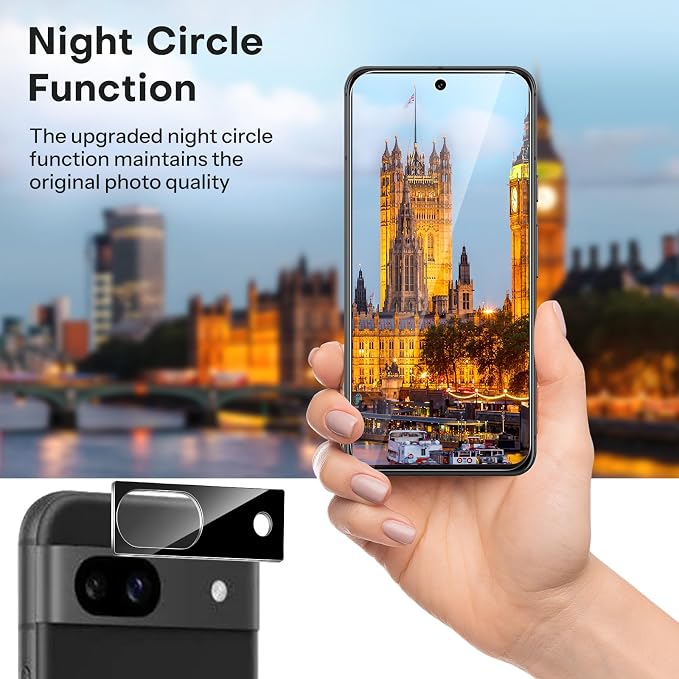 OMOTON 3+2 Pack for Google Pixel 8a Screen Protector 6.1 inch | 3 Pack Tempered Glass Screen Protector & 2 Pack Camera Lens Protector with Alignment Framework, Case Friendly - Image 4