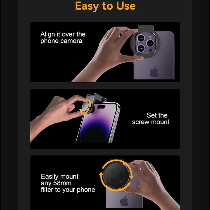 Fotorgear Camera Lens Filter,67mm Universal Phone Polarizer Filter Professional Photography for Camera Lens 67mm Clip On Filters CPL ND Black Mist Gold Streak for iPhone Xiaomi Huawei(Star Flare) - Image 8