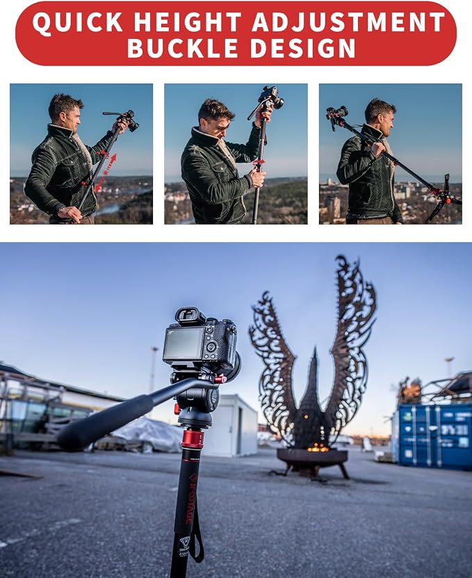 IFOOTAGE Cobra 3 A180F 71" Camera Monopod,Quick Adjust Monopod with Feet | Can as Walking Stick,CB3 Base Tripod,for Camera Photography,Travel,Payload up to 17.64 lbs/8 KG - Image 7