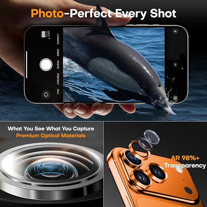 Camera Lens Protector for iPhone 17 Pro Max/17 Pro- Cosmic Orange | 9H Tempered Glass, Metal Individual Camera Cover, Accessories, Anti-drop, Case Friendly, HD Clear, Anti-Scratch - Image 4