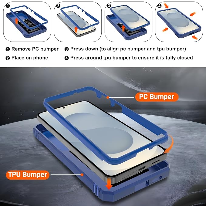 Gritup for Samsung Galaxy S26 Case with Slide Camera Cover | 2*Screen Protector, Build in 360° Rotating Ring Kickstand, Military Grade Protective Cover for Samsung S 26, Blue - Image 4