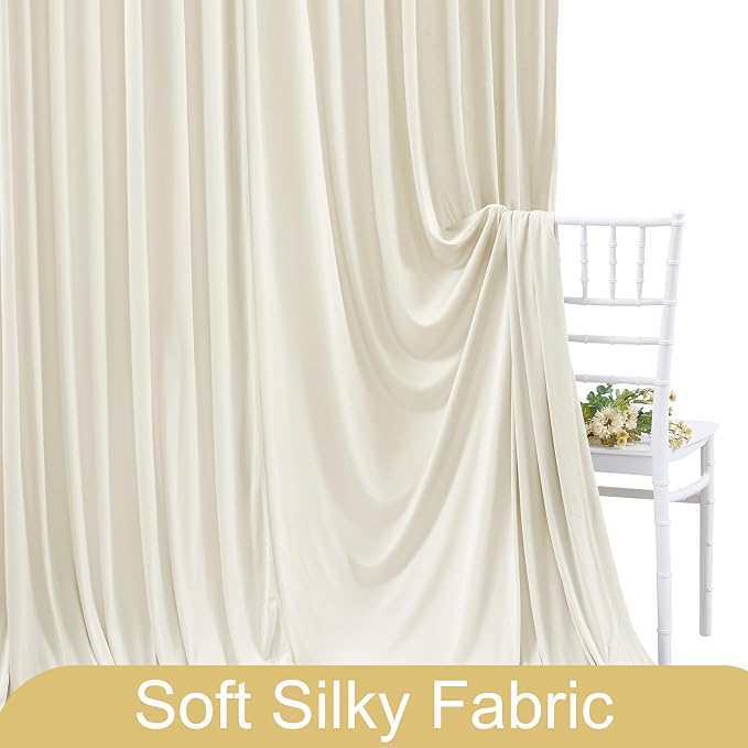 4 Panels Beige Backdrop Curtain for Wedding Parties Wrinkle Free Beige Photo Curtains Backdrop Drapes Fabric Decoration for Baby Shower Photoshoot 20ft(W) x 10ft(H) - Image 6