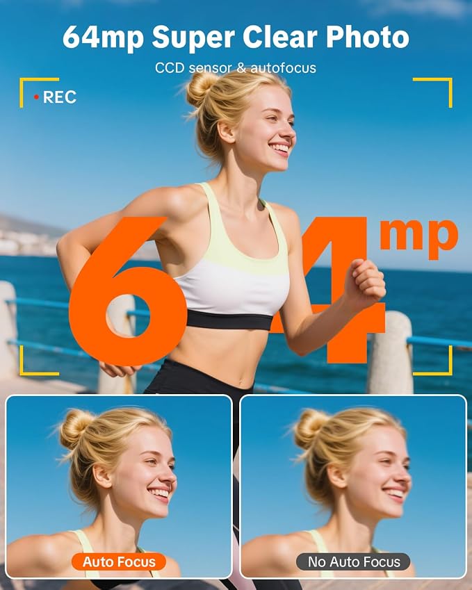 W & O 4K Digital Camera for Photography,Flip Screen Digital Camera for Kids | 64MP Vlogging Camera for YouTube with SD Card,16X Zoom Autofocus,Point and Shoot digital cameras for Teens Beginner,White - Image 5