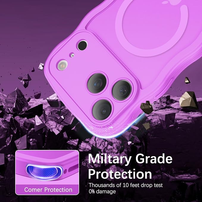 BENTOBEN Magnetic for iPhone 17 Pro Max Case, Cute Wavy [Full Camera Protection][Compatible with MagSafe] Matte Anti-Slip Bumper Women Girls Boys Protective Cover for 17 ProMax 6.9", Berry Purple - Image 8