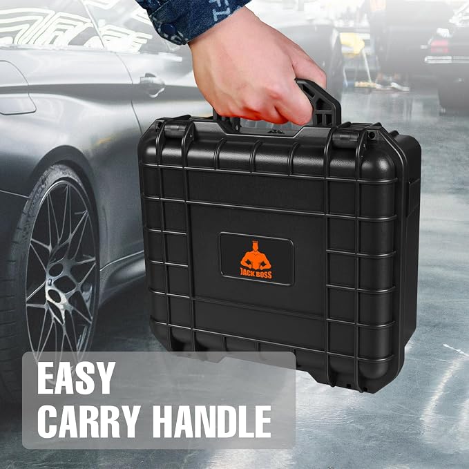 Jack Boss 13.6X11.4X6 Inch Hard Case, Portable Weather Waterproof Protective Camera Case with Customizable Foam, Foam Case Fit Use of Drones, Camera, Equipments, Black,upgraded (Pack of 2) - Image 8