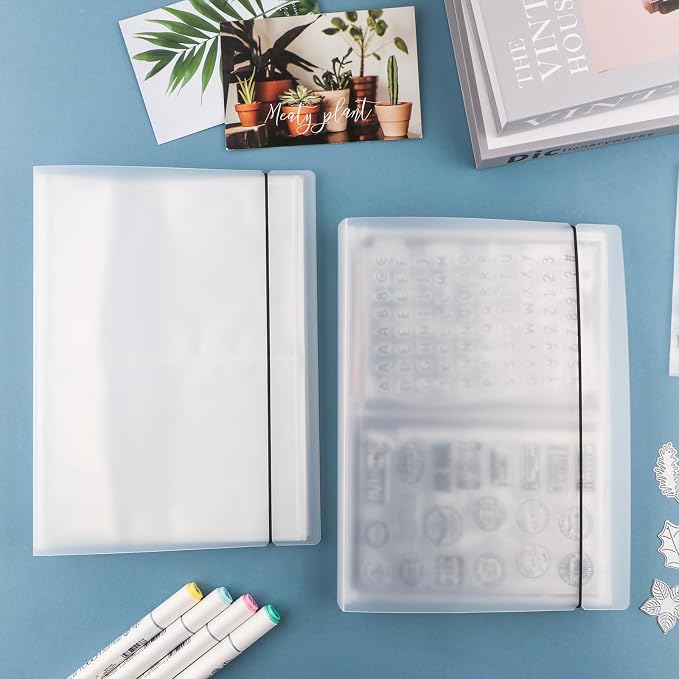 2 Pack Large Sticker Photo Storage Album, Stamp & Cutting Dies Storage Book Organizer Folder for Cards Storage DIY Scrapbooking Card Making Supplies 20 Pages 80 Pockets/Pack (Clear + Yellow) - Image 4
