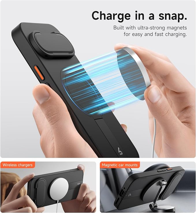 SURITCH for Google Pixel 9/9 Pro Phone Case, Compatible with MagSafe, Protective Cover with Camera Cover & Adjustable Metal Kickstand for Pixel 9/9 Pro -Black - Image 3
