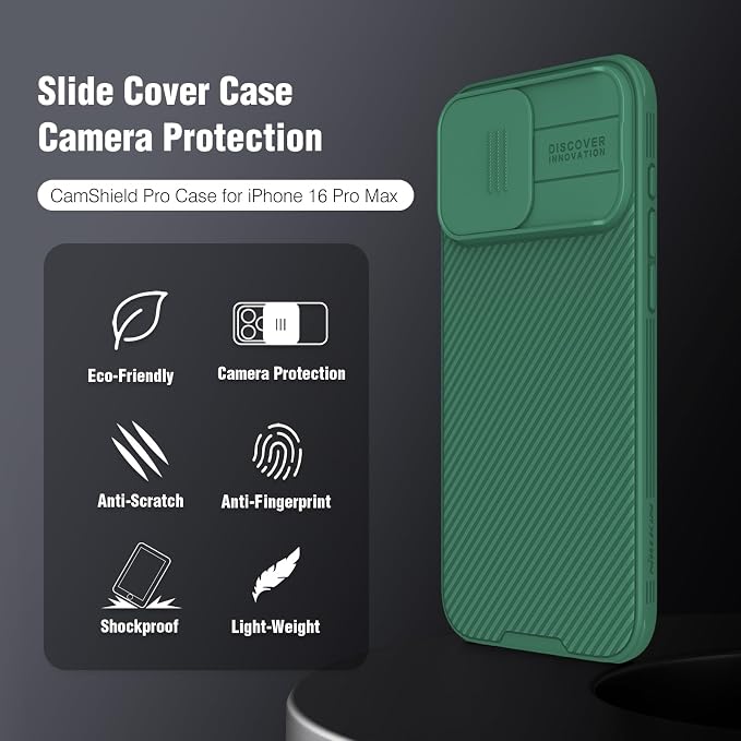 Nillkin for iPhone 16 Pro Max Case with Slide Camera Cover, [Full Camera Protection][Anti-Scratch] Military-Grade Protection, Anti-Fingerprint, Slim Phone Case for iPhone 16 Pro Max 6.9'' Green - Image 6