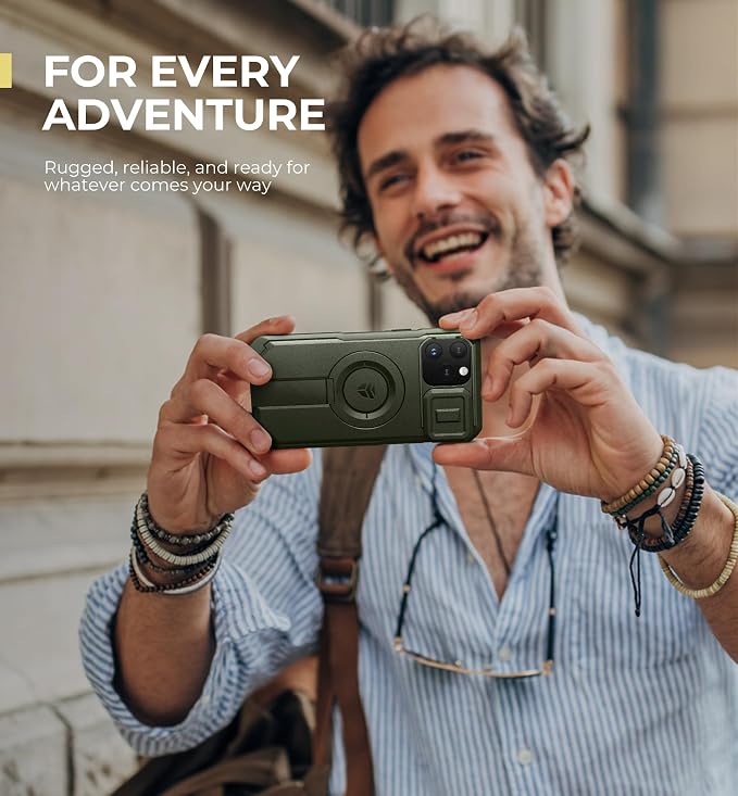 Dexnor for iPhone 13 Pro Max/12 Pro Max Case with Slide Camera Cover & Adjustable Kickstand, Compatible with MagSafe, Rugged Shockproof Bumper Cases Magnetic Protective Cover,6.7 inch,Army Green - Image 7